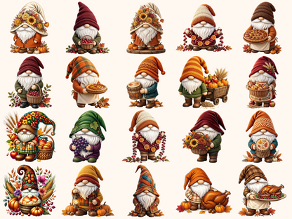 Thanksgiving Gnomes Clipart