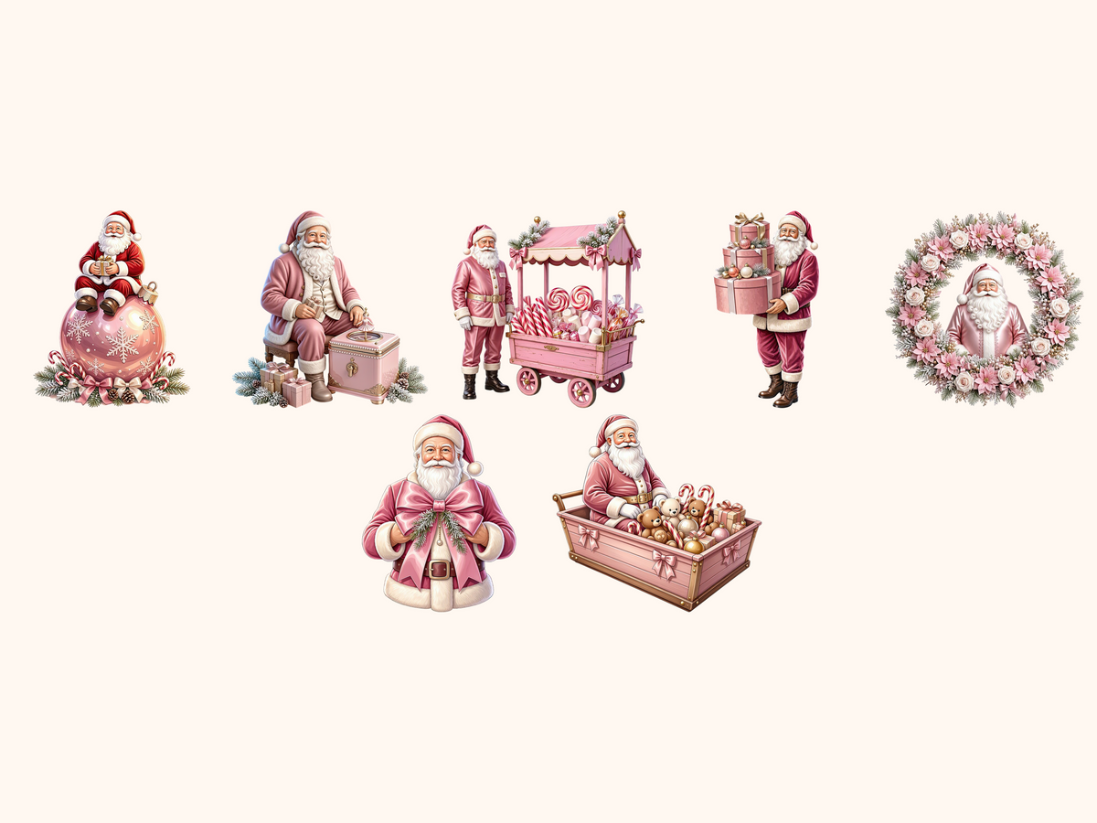 Pink Santa Claus Clipart