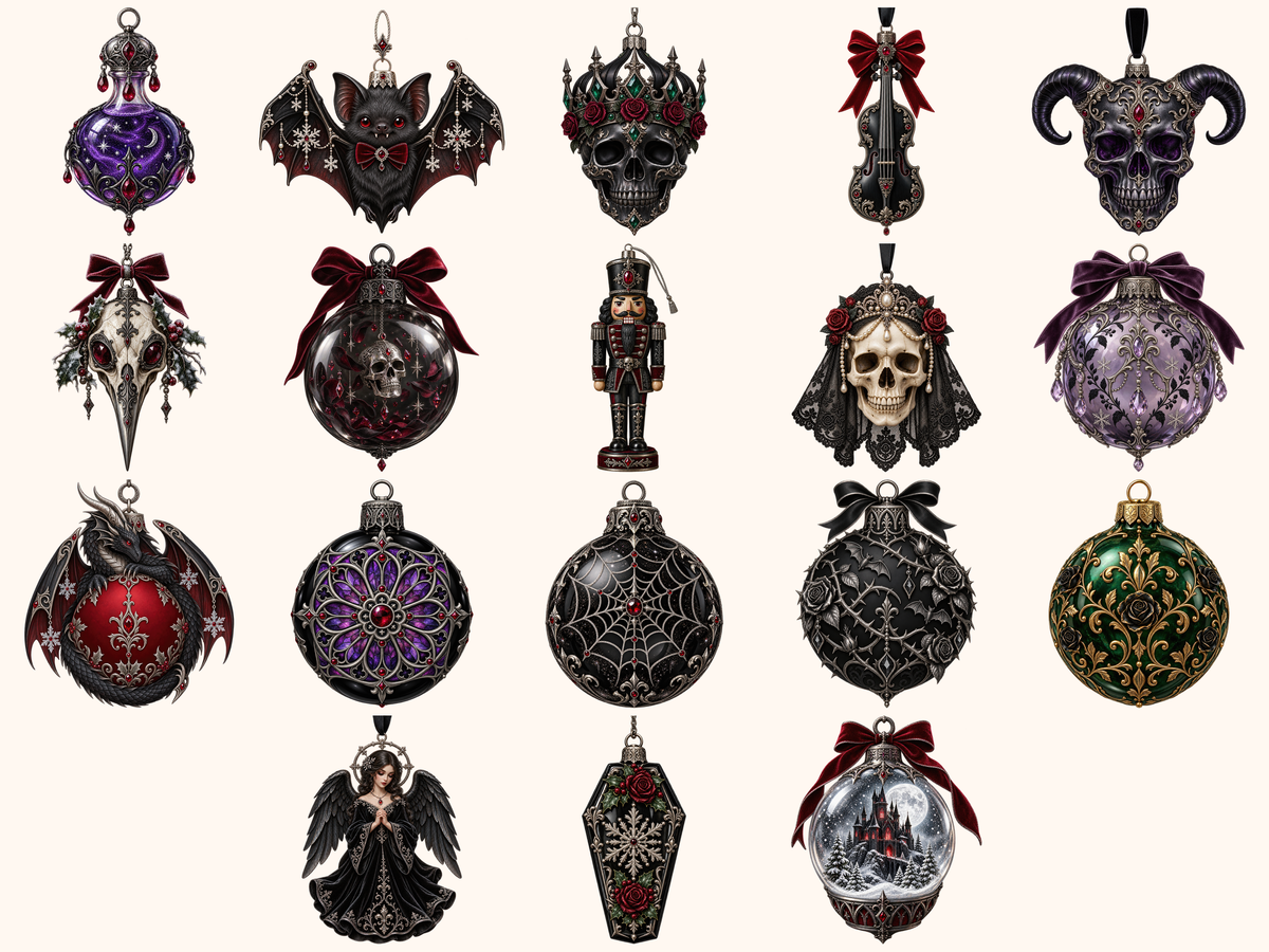 Gothic Christmas Ornaments Clipart — listing preview 7