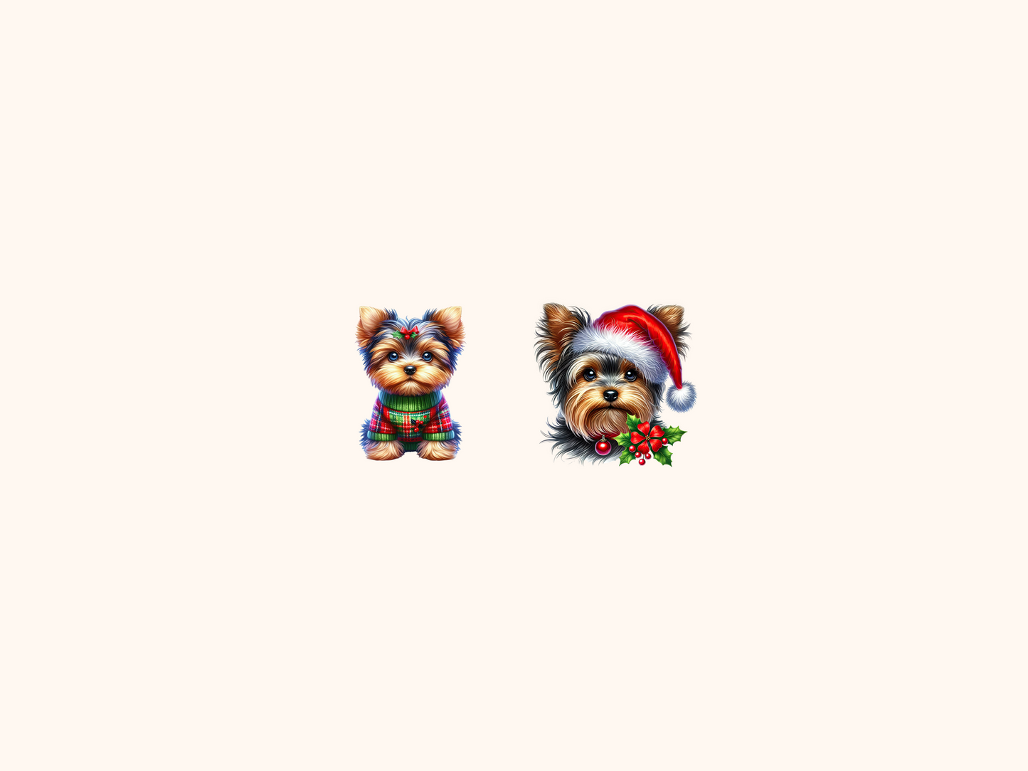 Christmas Yorkshire Terriers Clipart