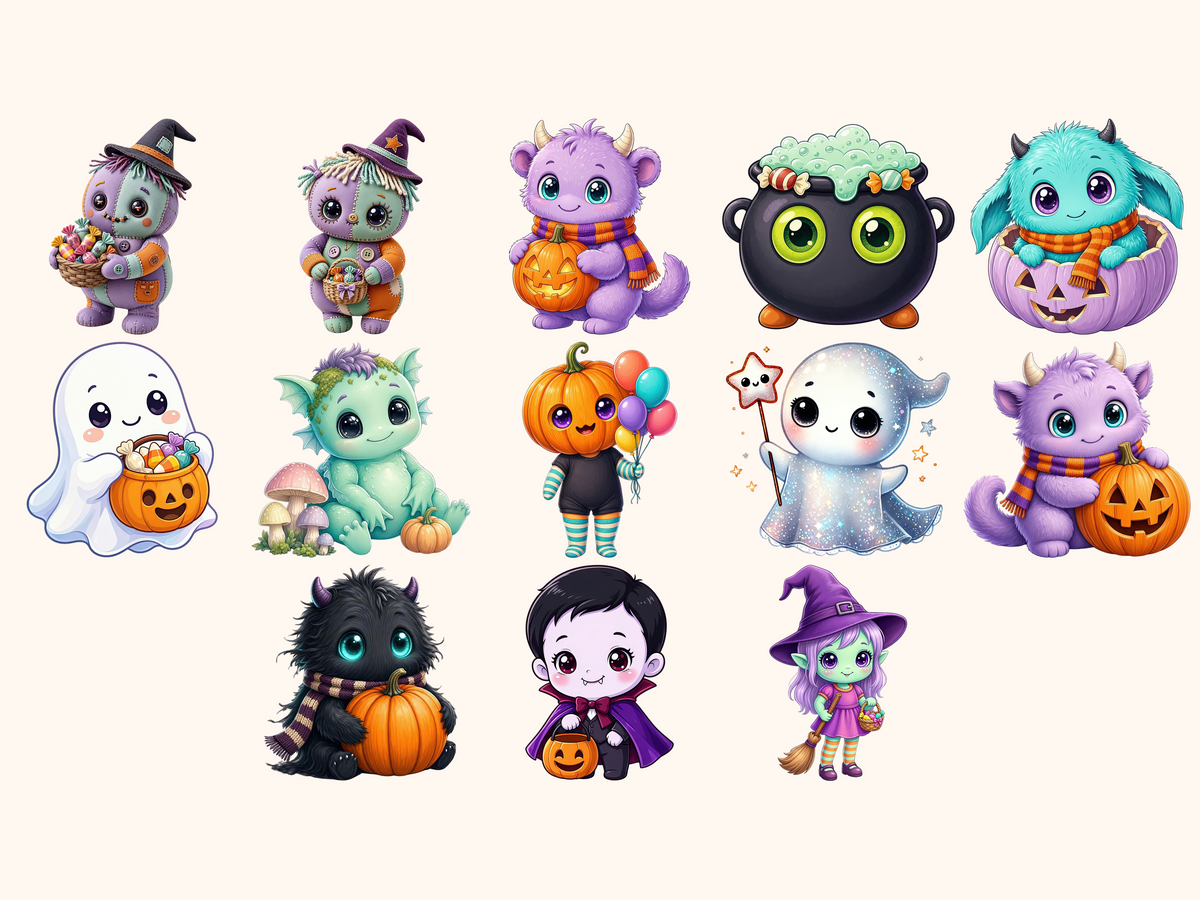 Little Halloween Monsters Clipart