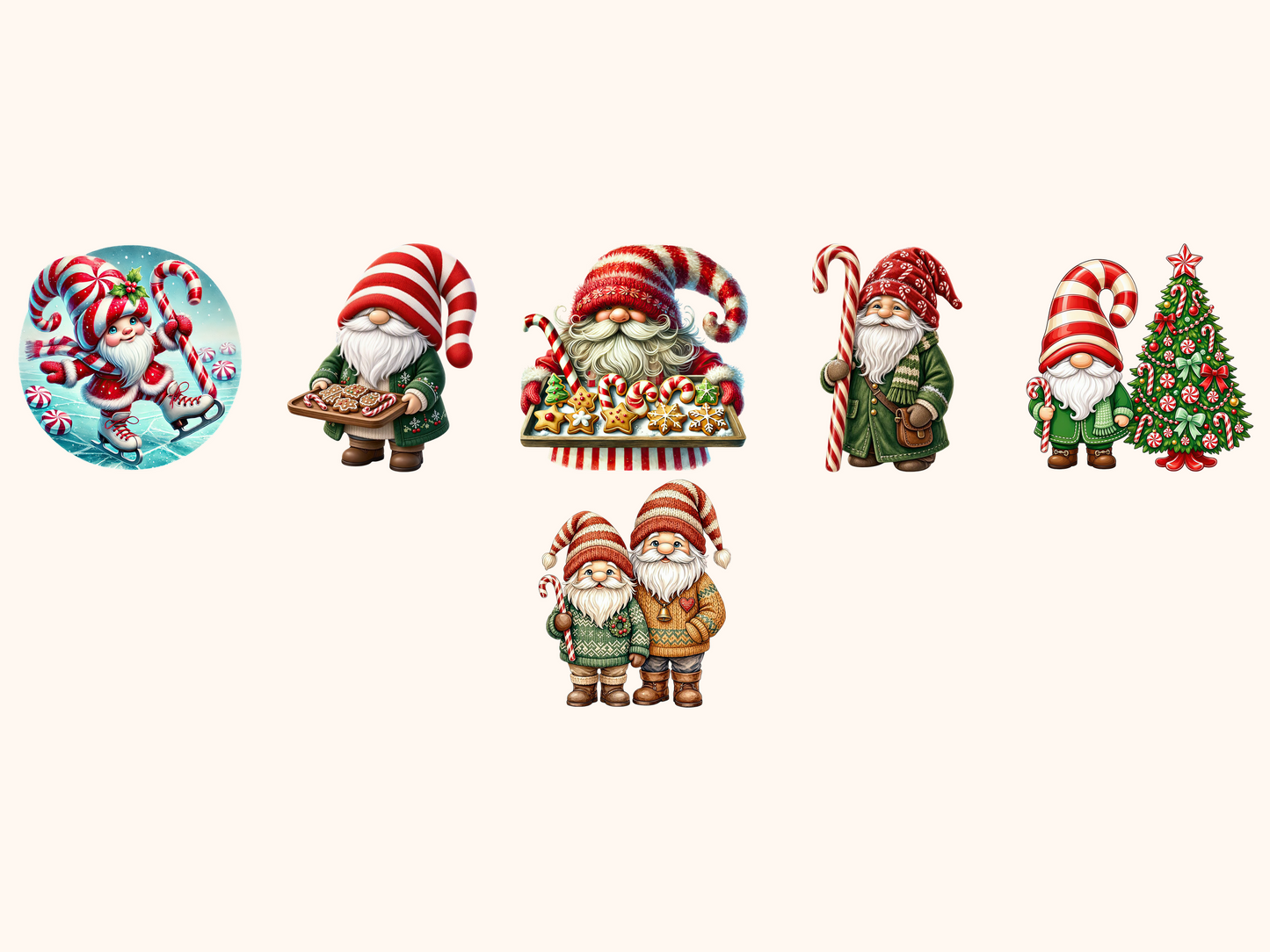 Candy Cane Gnomes Clipart