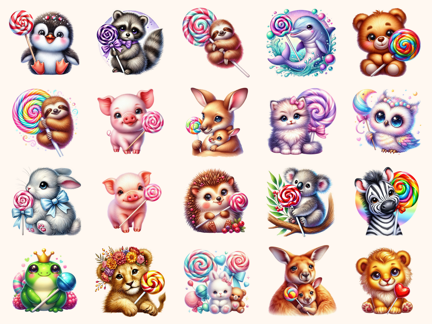 Lollipop Animals Clipart