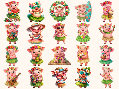 Hula Pigs Clipart
