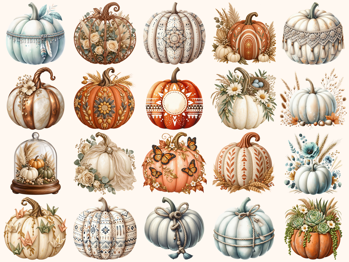Boho Pumpkins Clipart — listing preview 7