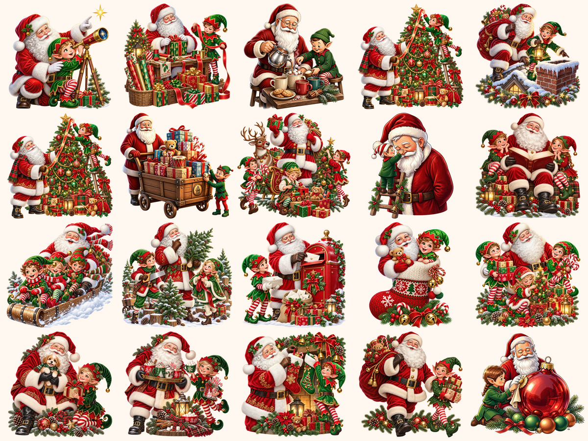 Santa & Elves Clipart