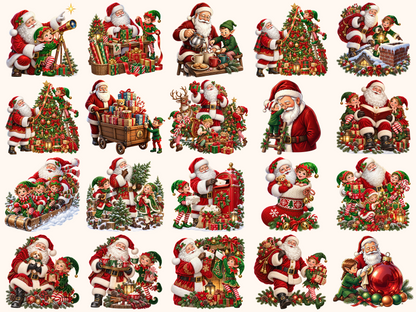 Santa & Elves Clipart