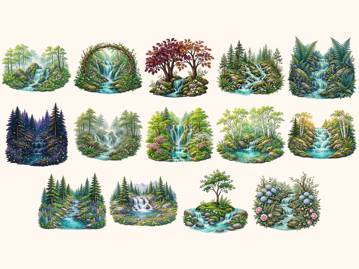 Forest Waterfalls Clipart