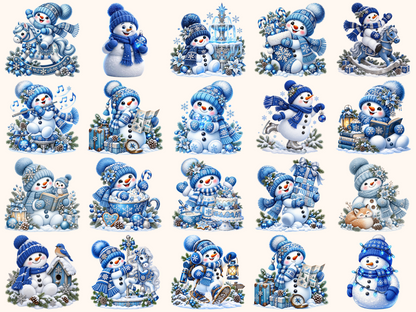Blue Snowman Clipart