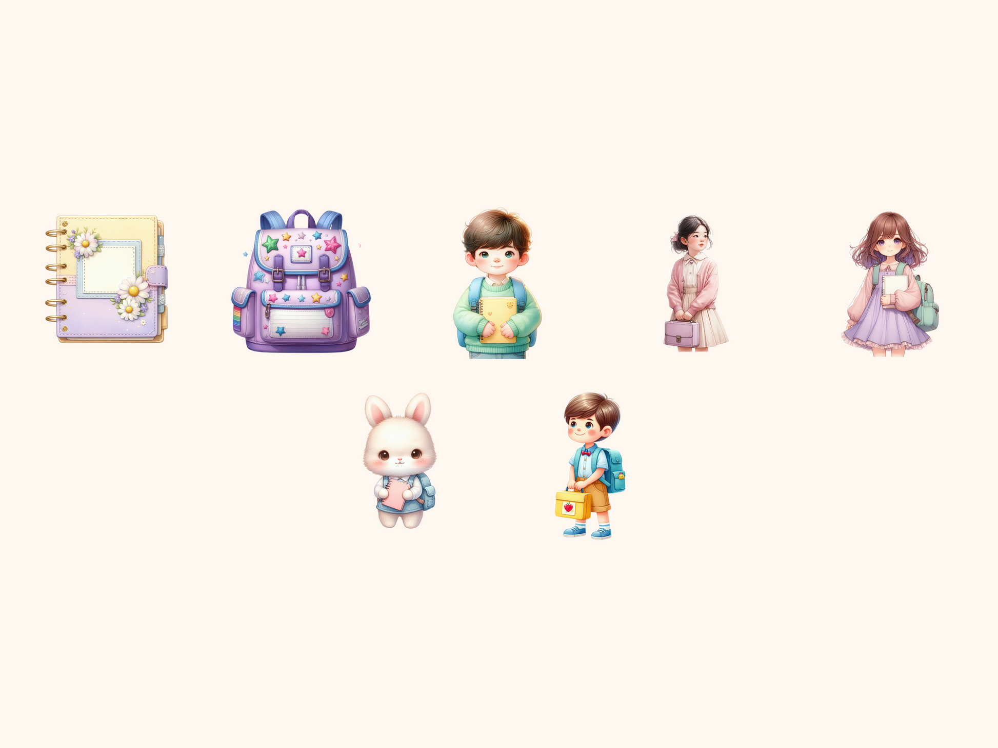 Pastel Back to School Clipart