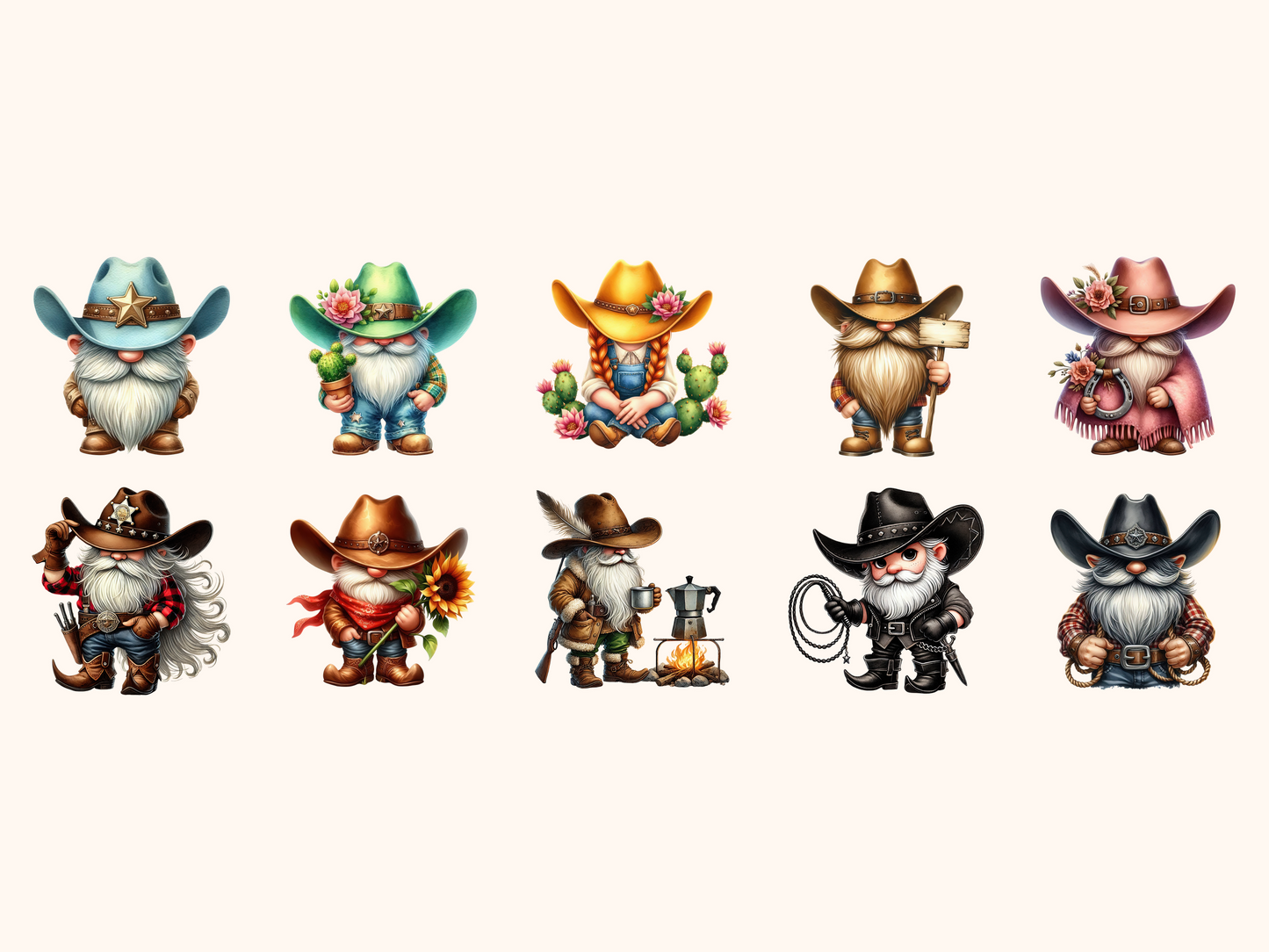 Cowboy Gnomes Clipart