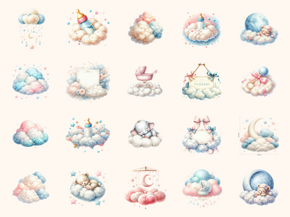 Cloud Nine Baby Shower Clipart
