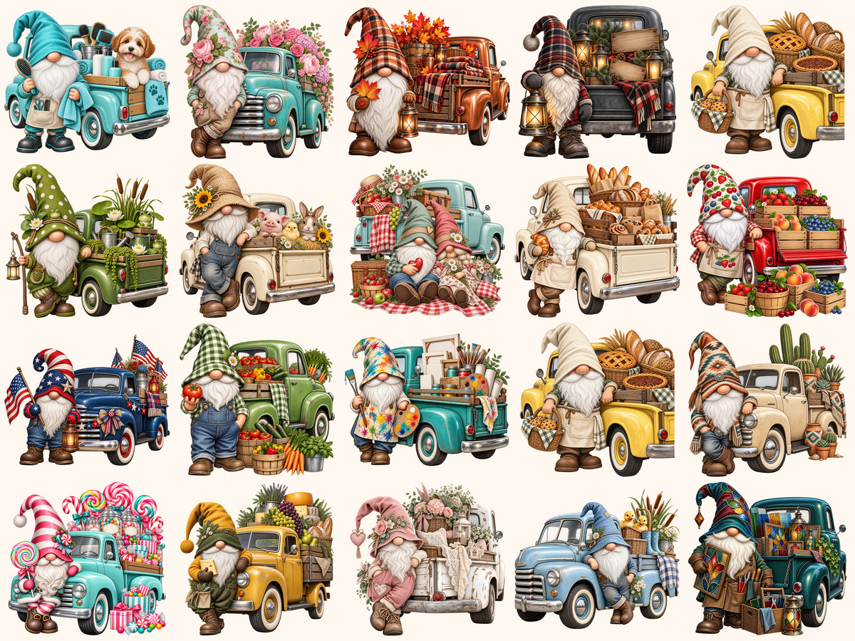 Truck Gnomes Clipart