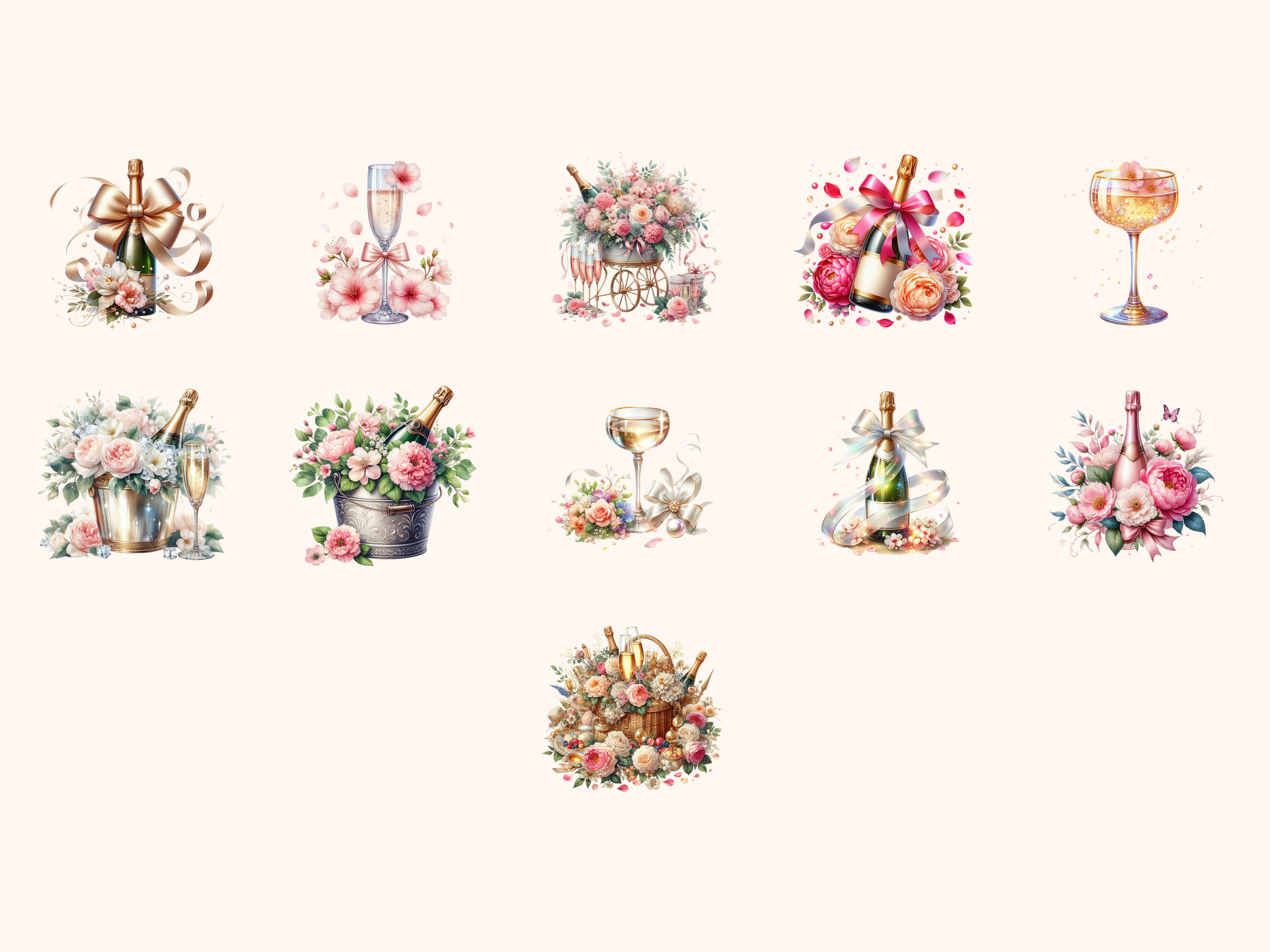 Petals & Champagne Clipart