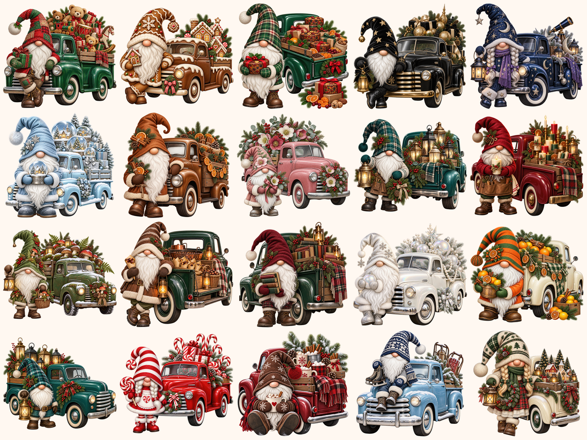 Christmas Truck Gnomes Clipart — listing preview 7