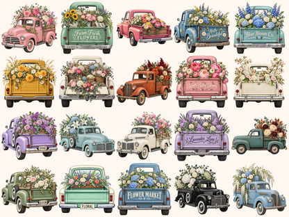 Floral Trucks Clipart