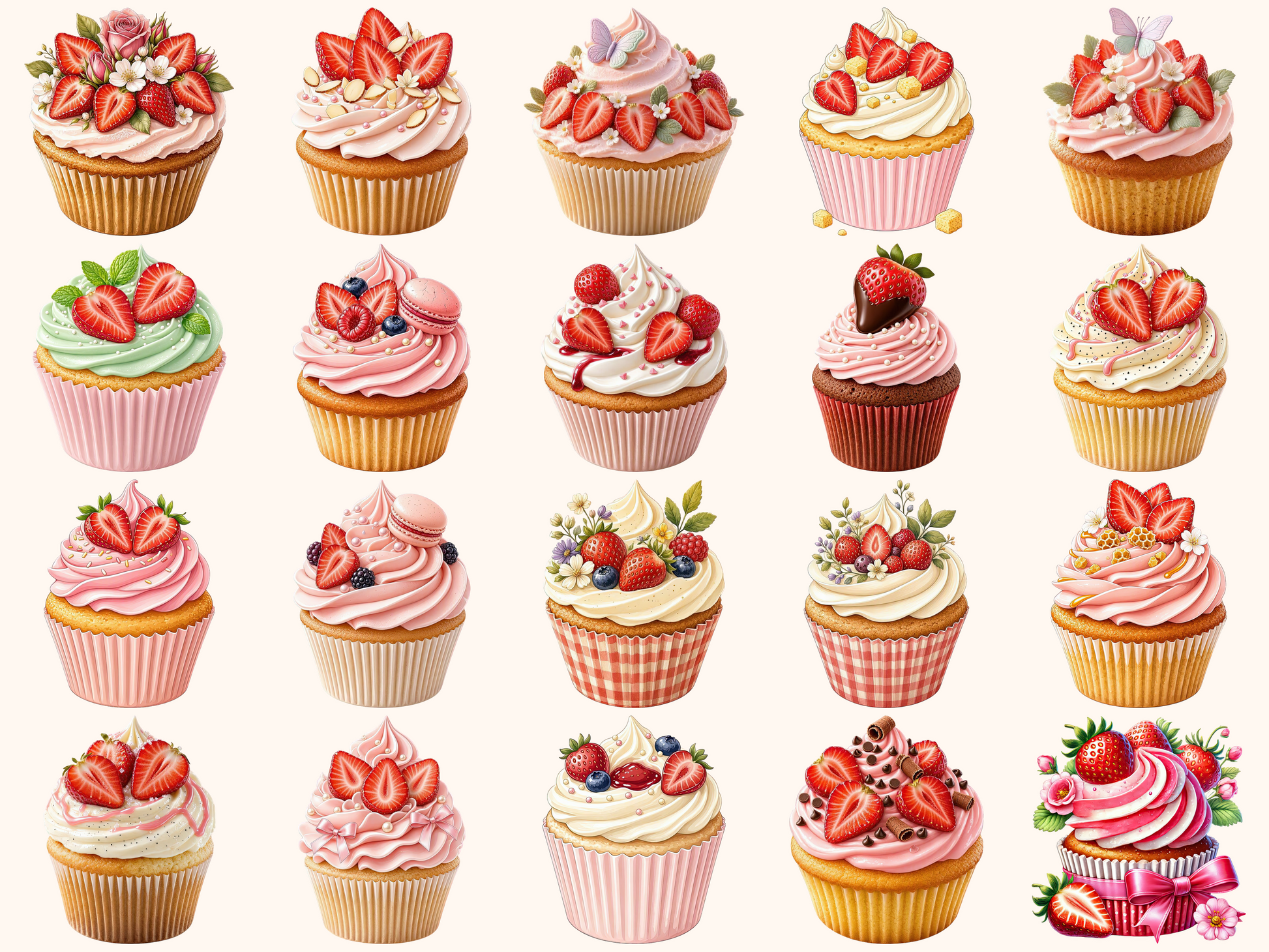 Strawberry Cupcakes Clipart