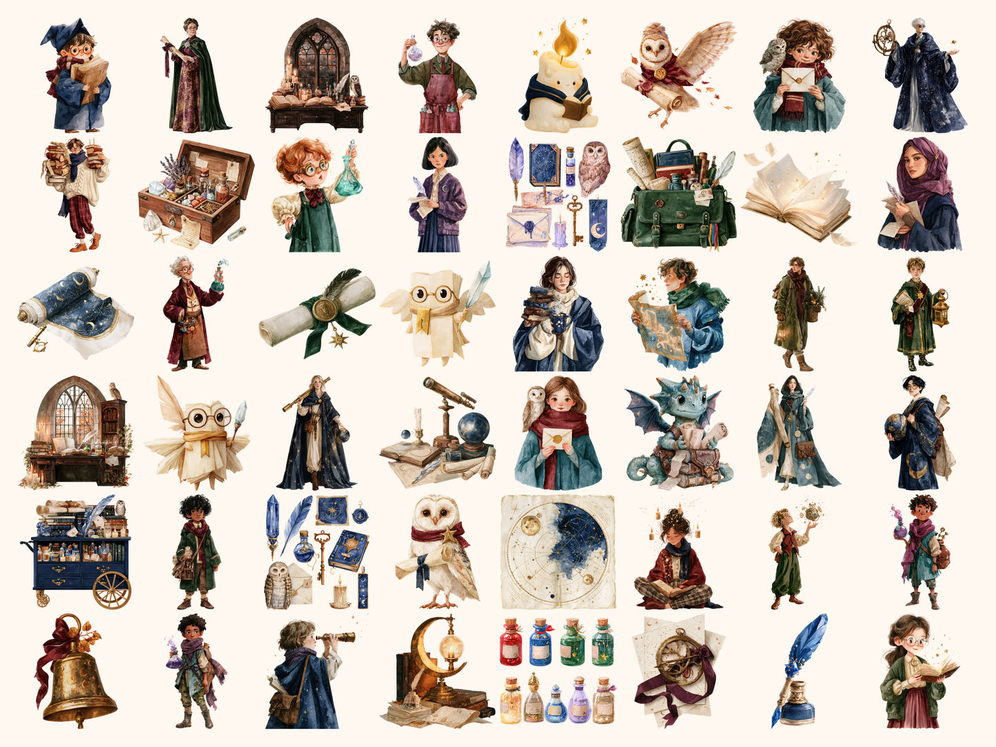 School of Magic Watercolor Clipart