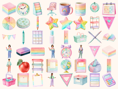 Pastel Teacher Watercolor Clipart