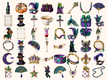 Mardi Gras Watercolor Clipart