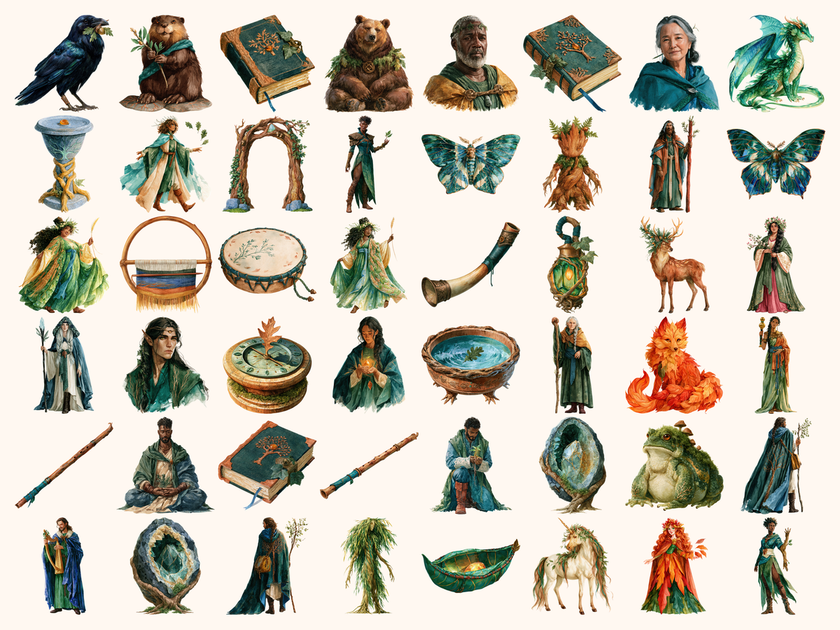 Druids Watercolor Clipart
