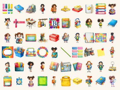 Back to School Watercolor Clipart