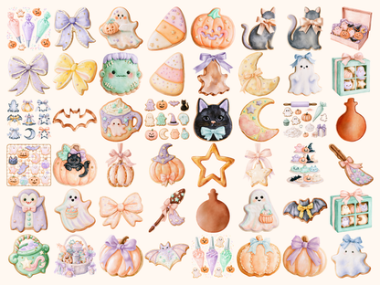 Pastel Halloween Cookies Watercolor Clipart