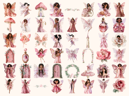 Pink Fairies Watercolor Clipart