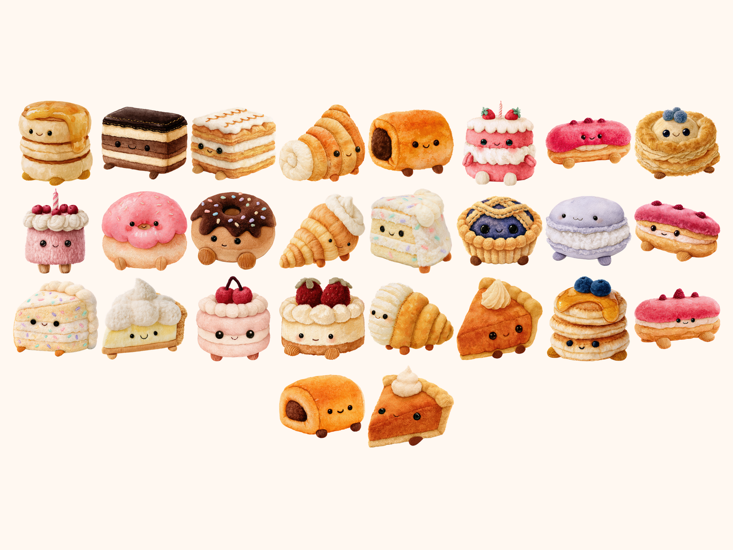Plushie Cakes Watercolor Clipart