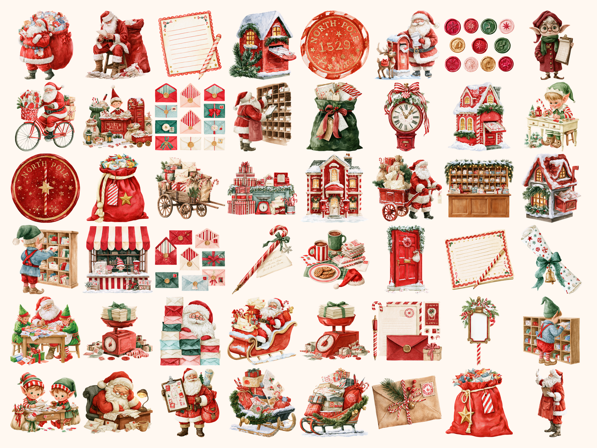 Santa’s Post Office Watercolor Clipart