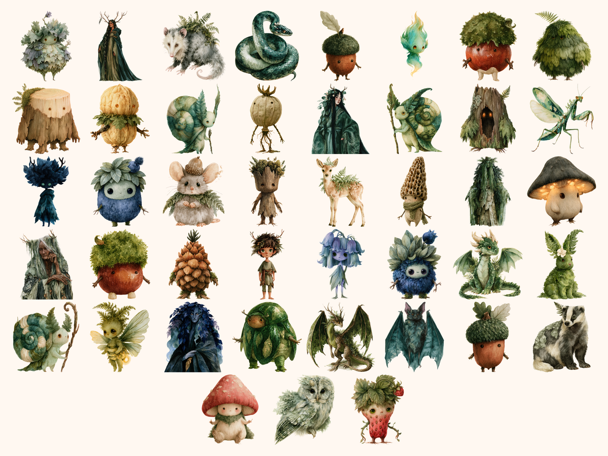 Forest Spirits Watercolor Clipart