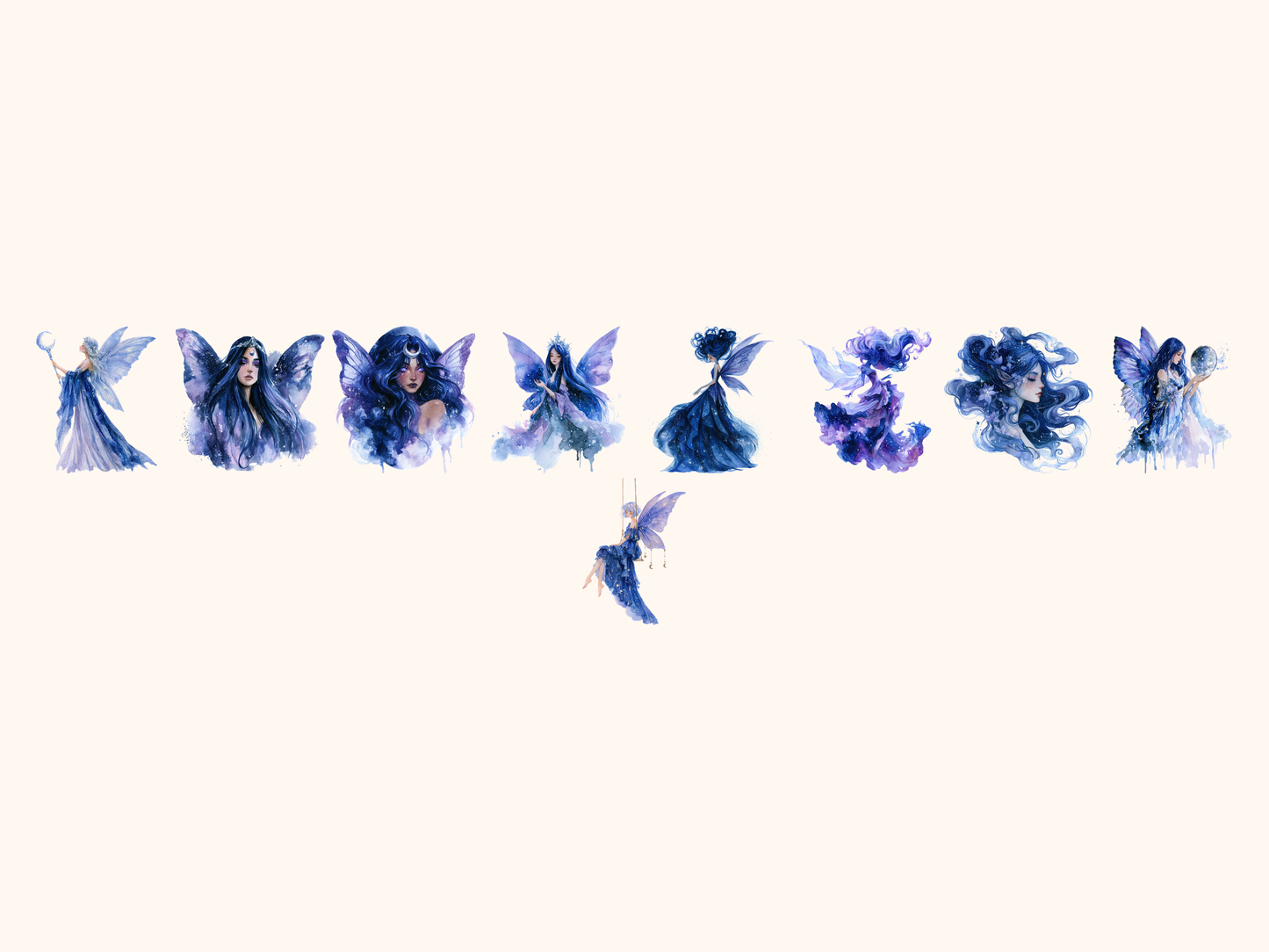 Celestial Fairies Watercolor Clipart