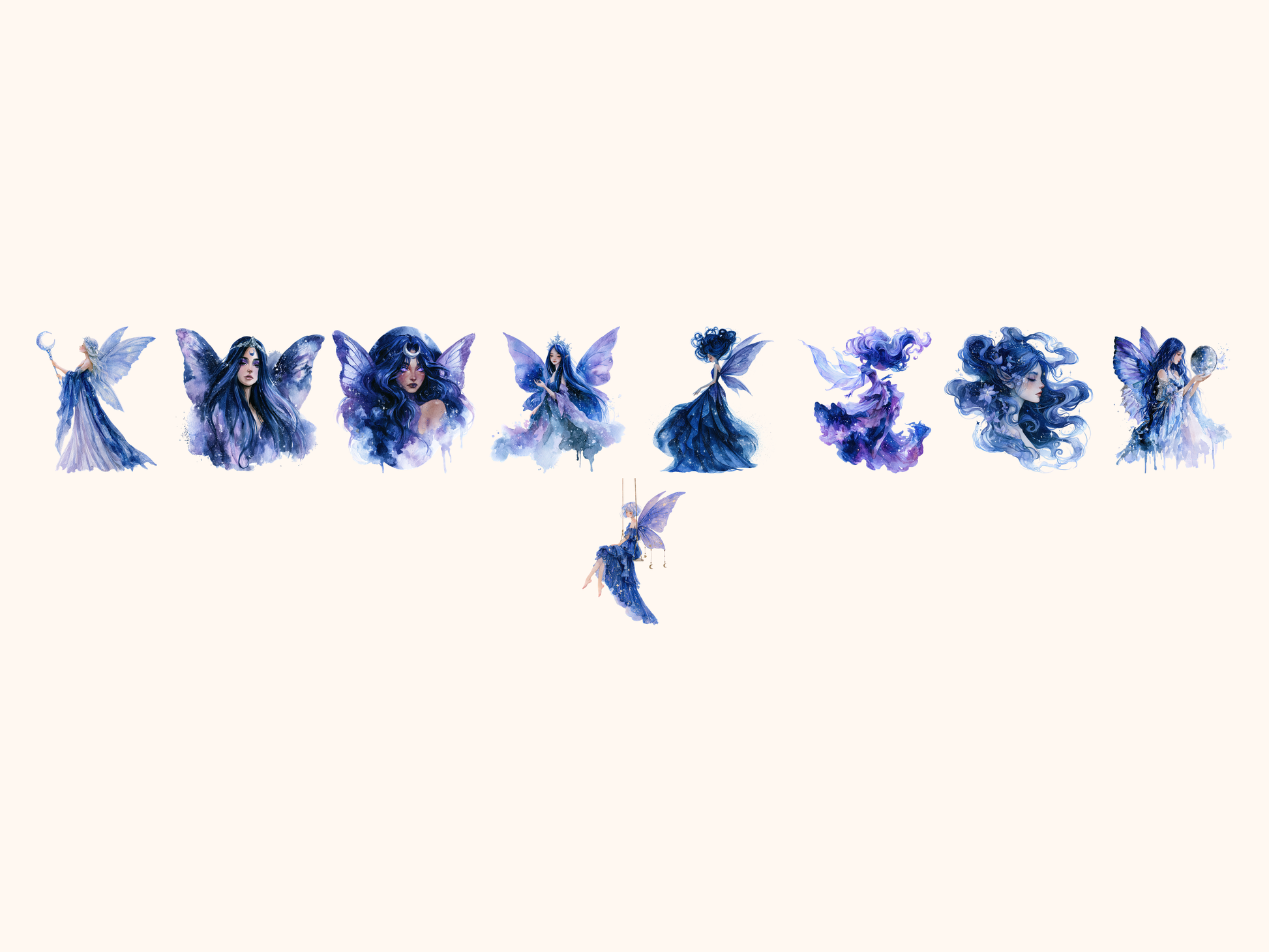 Celestial Fairies Watercolor Clipart