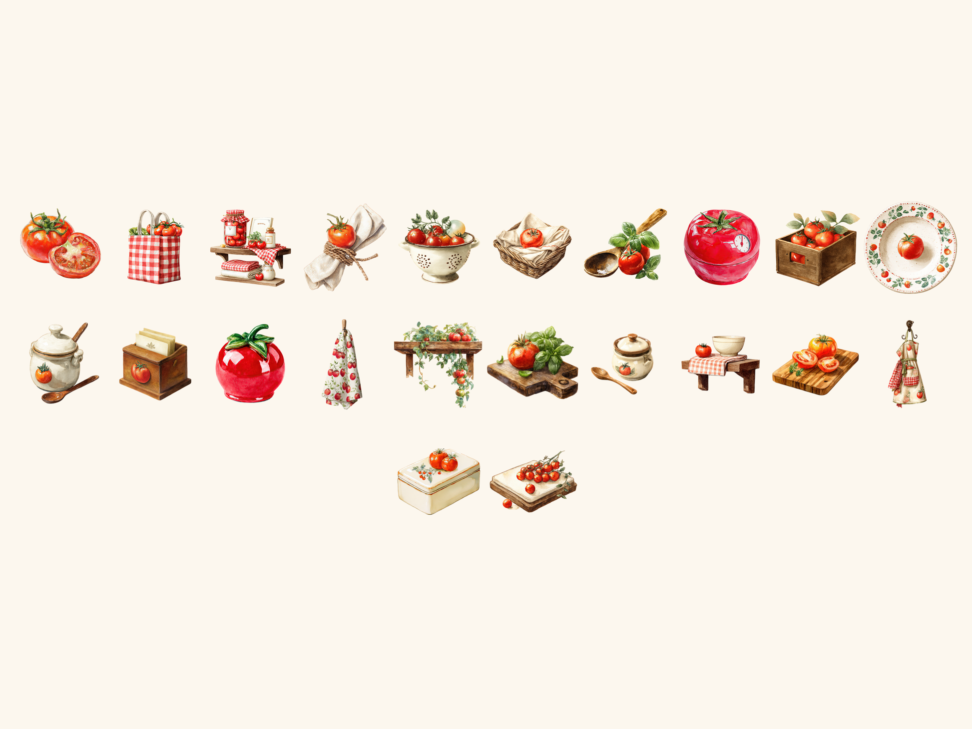 Tomato Kitchen Watercolor Clipart