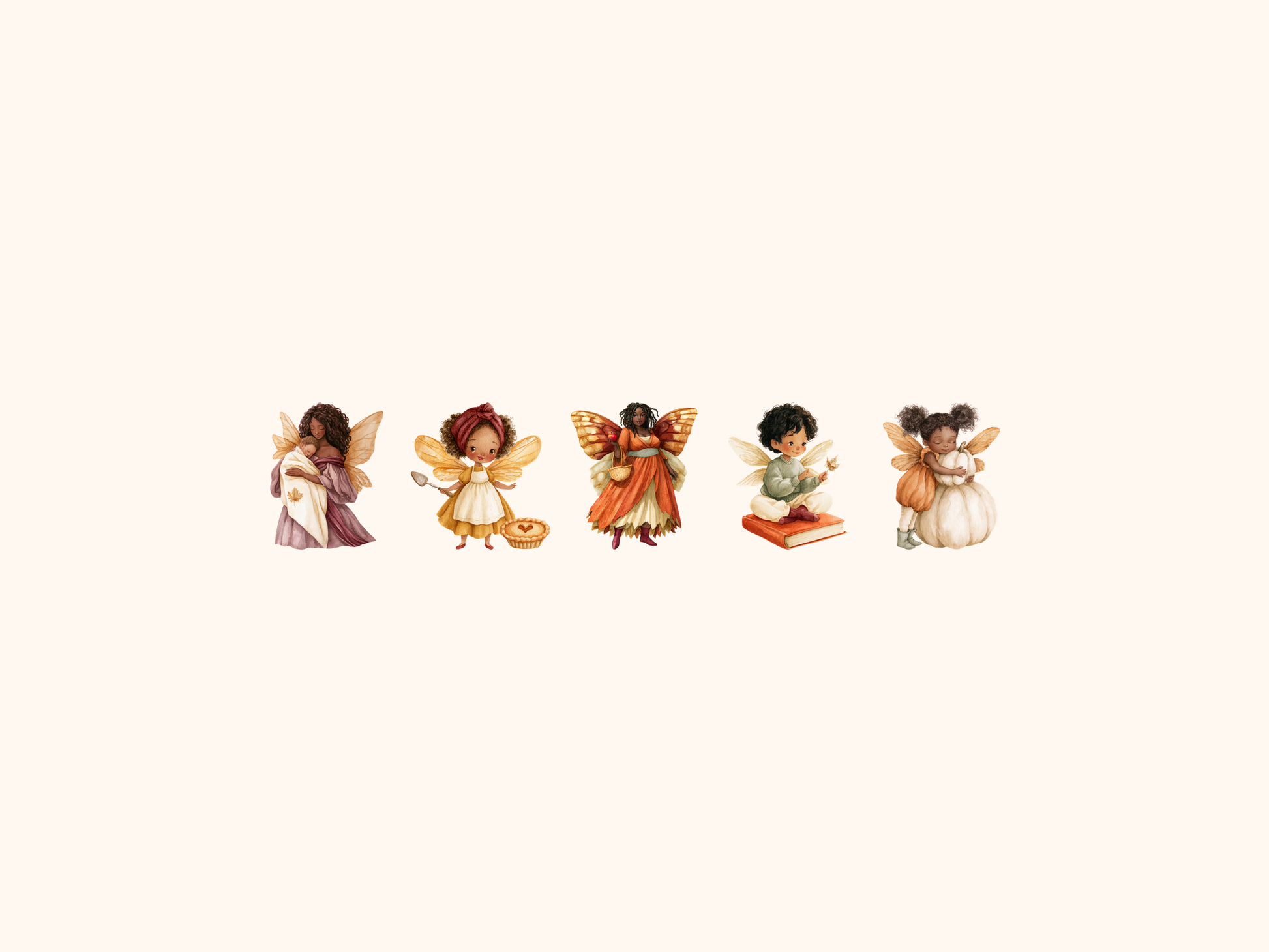 Thanksgiving Fairies Watercolor Clipart