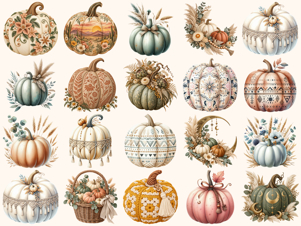 Boho Pumpkins Clipart — listing preview 8