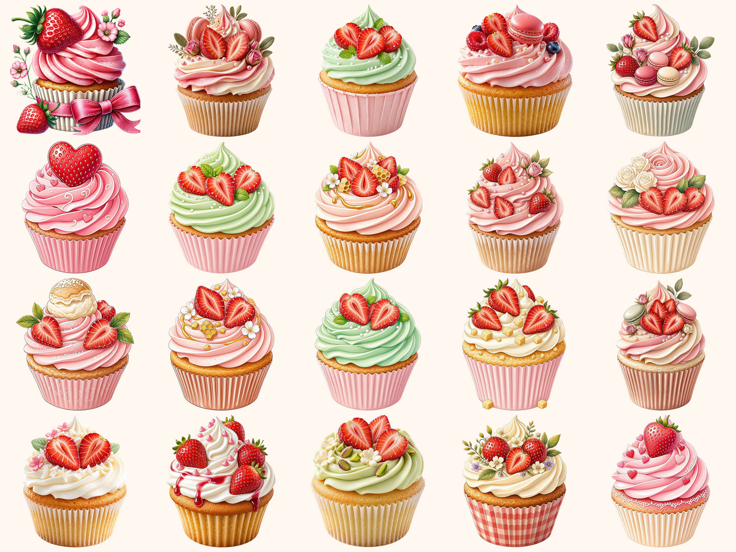 Strawberry Cupcakes Clipart