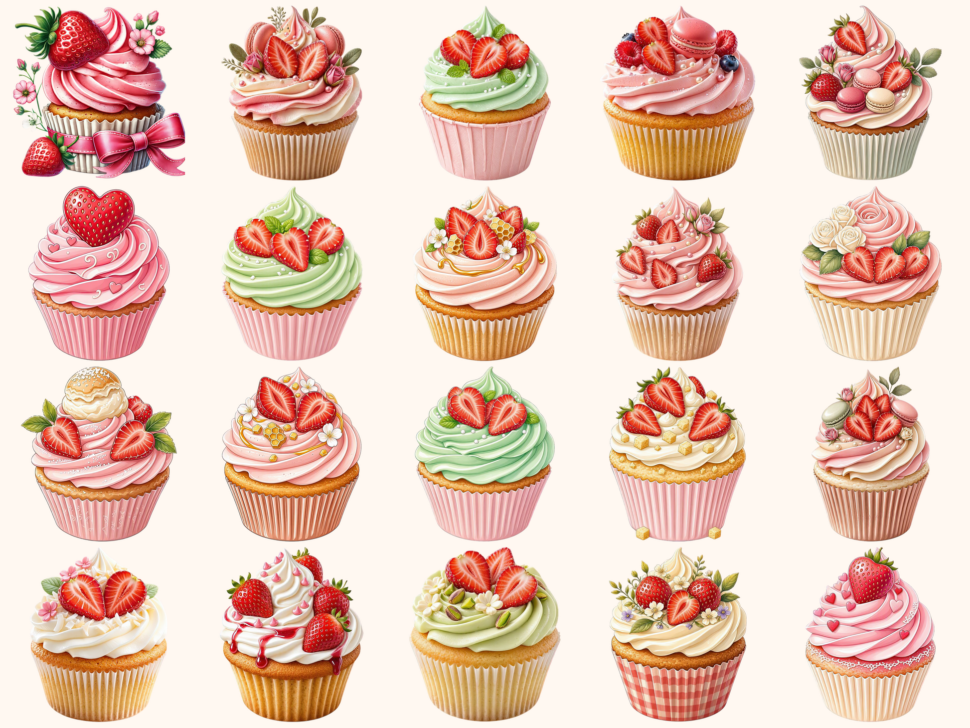 Strawberry Cupcakes Clipart