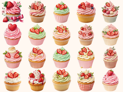 Strawberry Cupcakes Clipart
