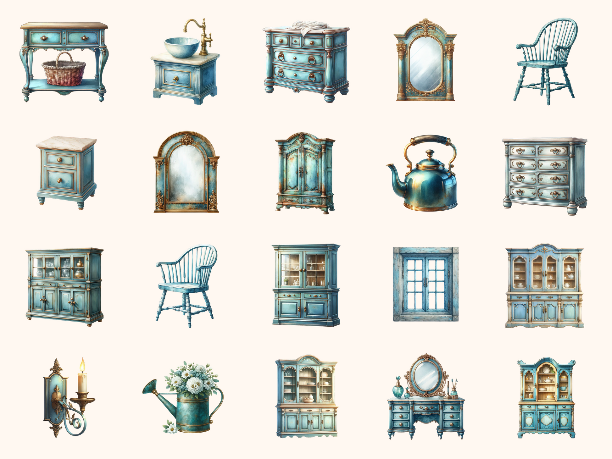 Patina Blue Home Clipart