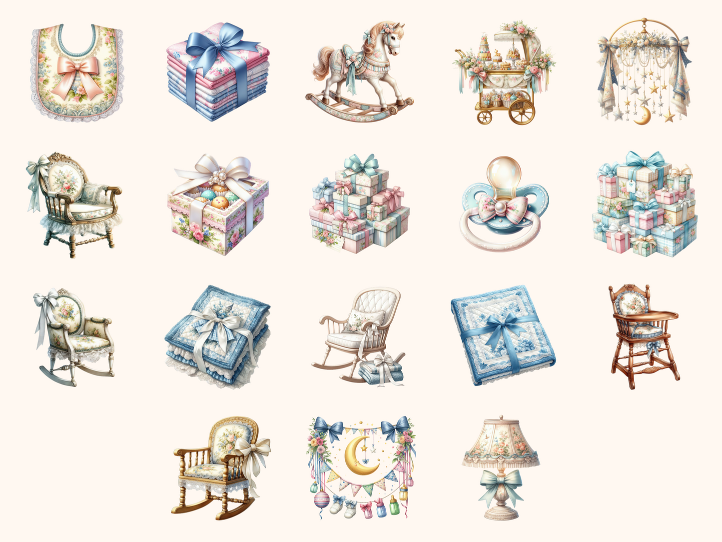 Toile Baby Shower Clipart