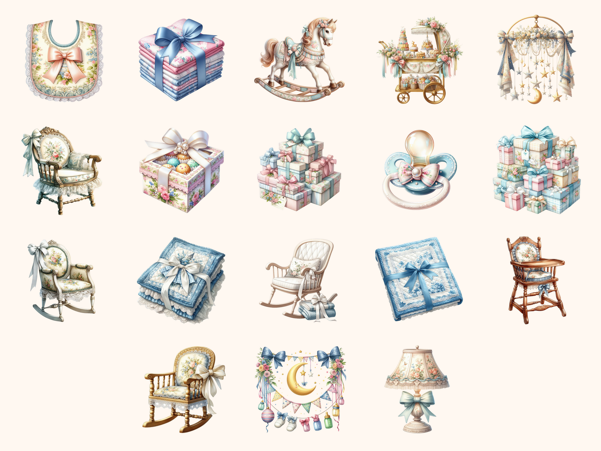 Toile Baby Shower Clipart