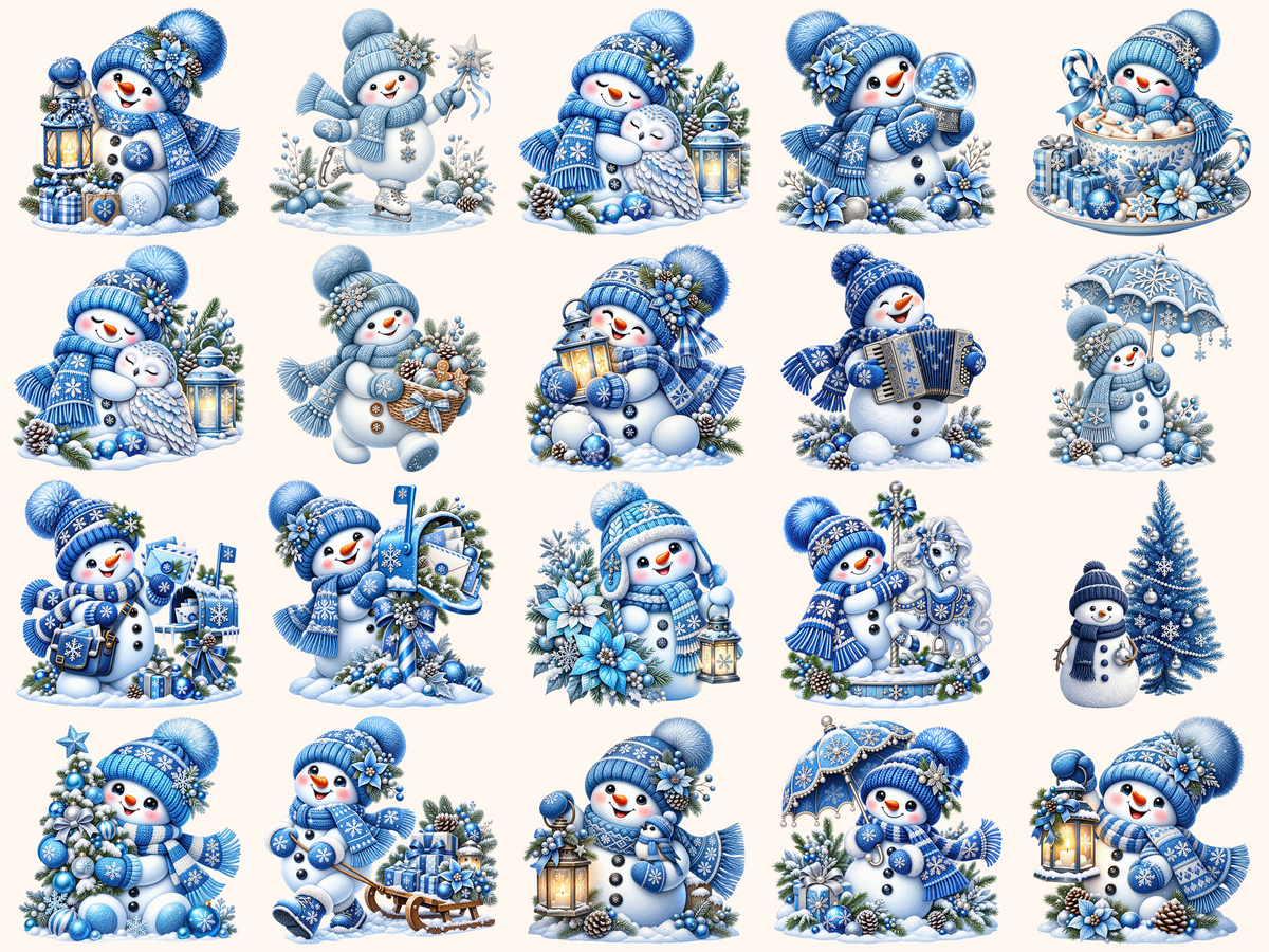 Blue Snowman Clipart