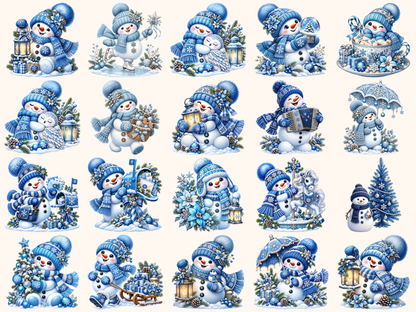Blue Snowman Clipart