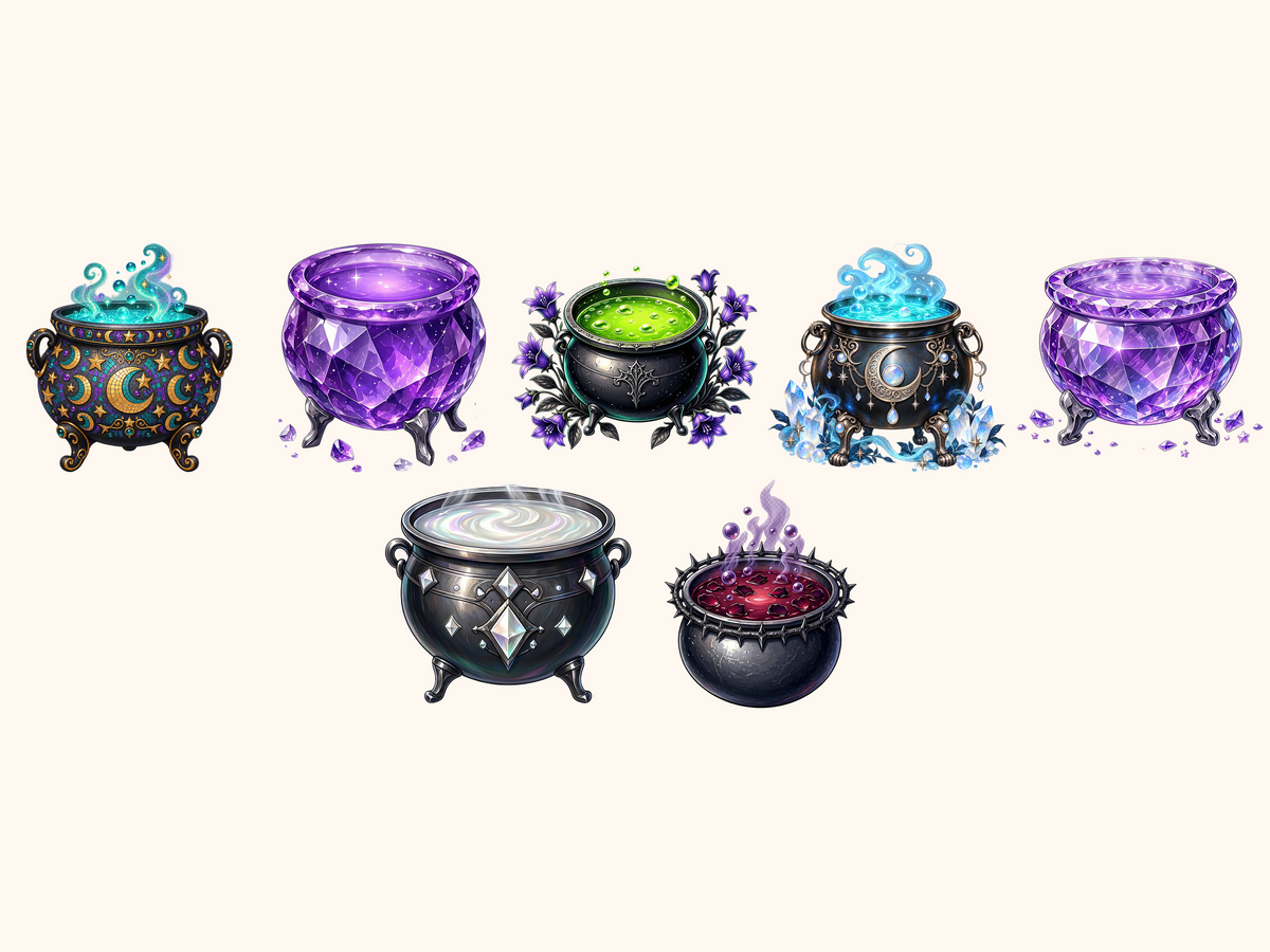 Witch Cauldrons Clipart