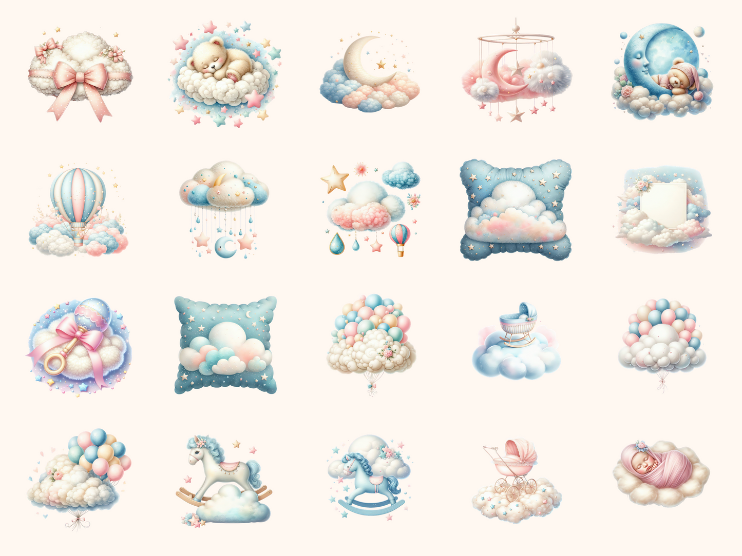 Cloud Nine Baby Shower Clipart