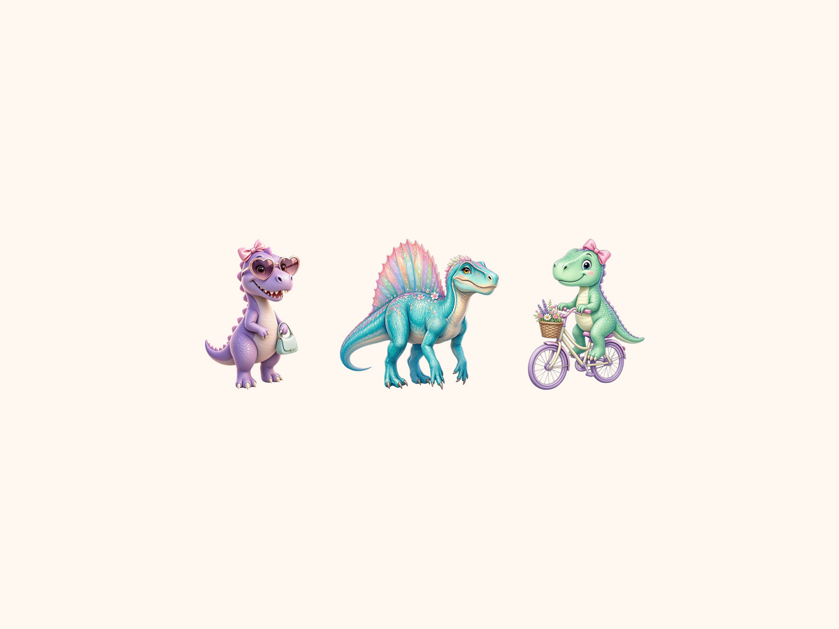 Girl Dinosaurs Clipart