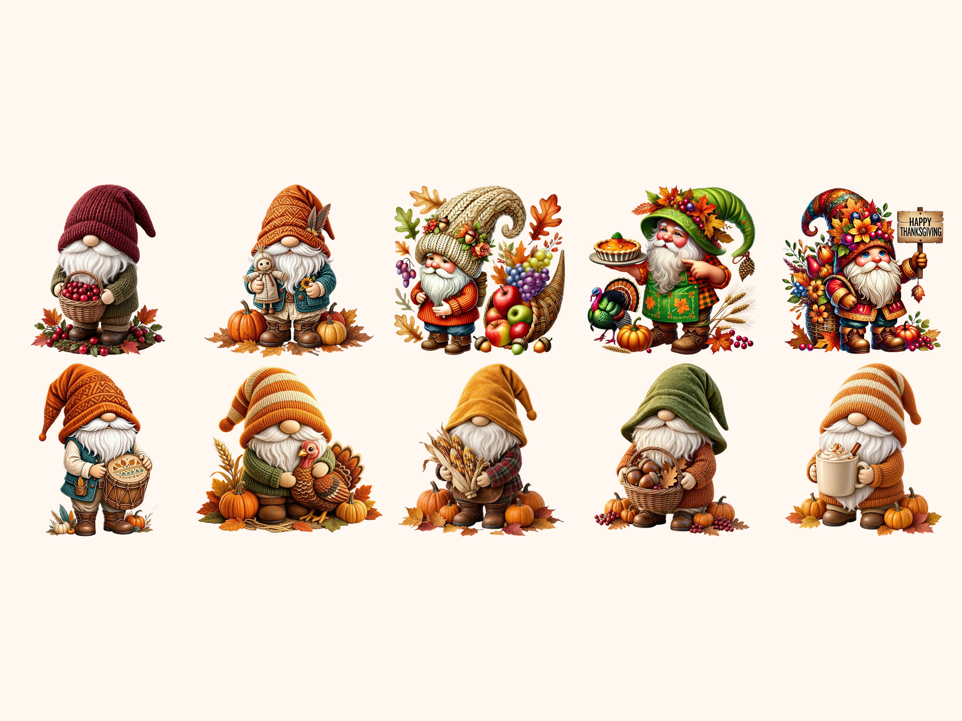 Thanksgiving Gnomes Clipart