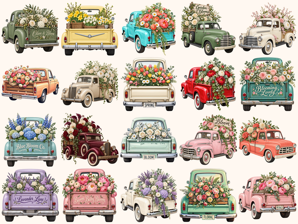 Floral Trucks Clipart