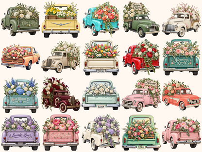 Floral Trucks Clipart